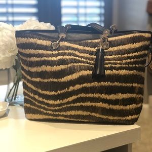 Michael Kors leather/straw shoulder bag/tote